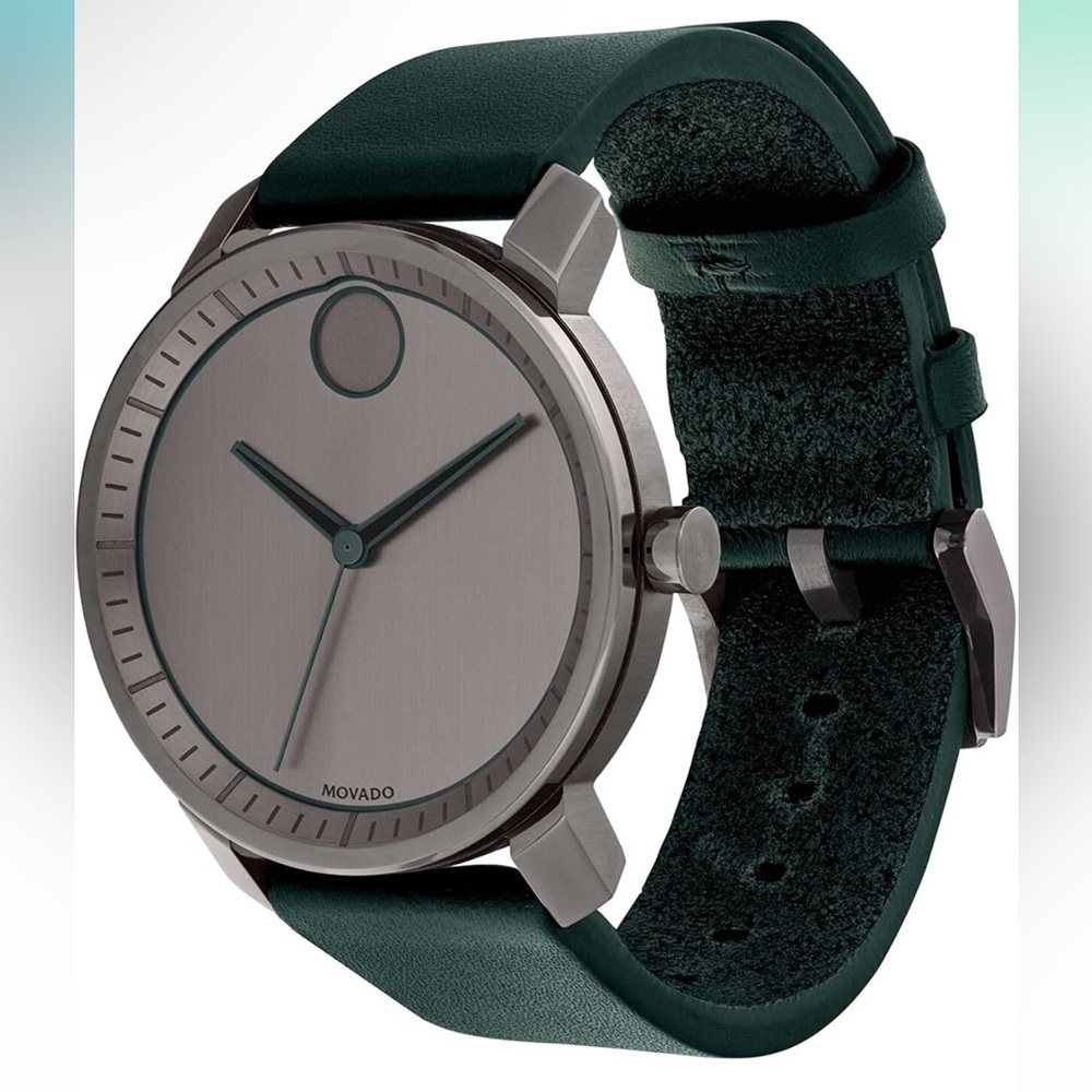 Movado Bold 3600570 Grey Dial Green Leather Band Men's Watch